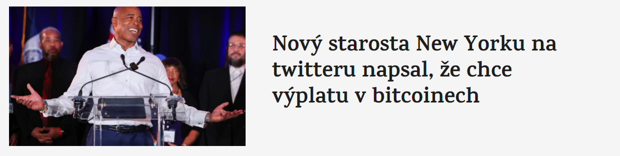 nový starosta new yorku na twitteru napsal že chce výplatu v bitcoinech